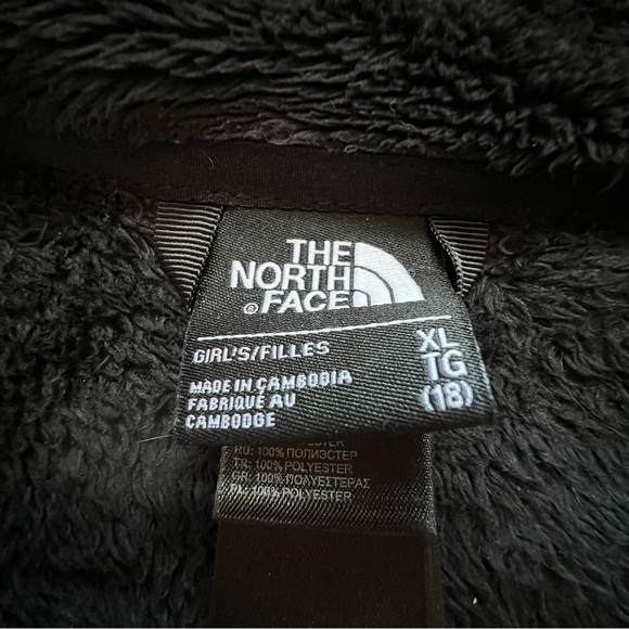 ⭐️ THE NORTH FACE Girls Osito Full Zip Fleece Jacket Black Size XL 18 - Picture 11 of 17